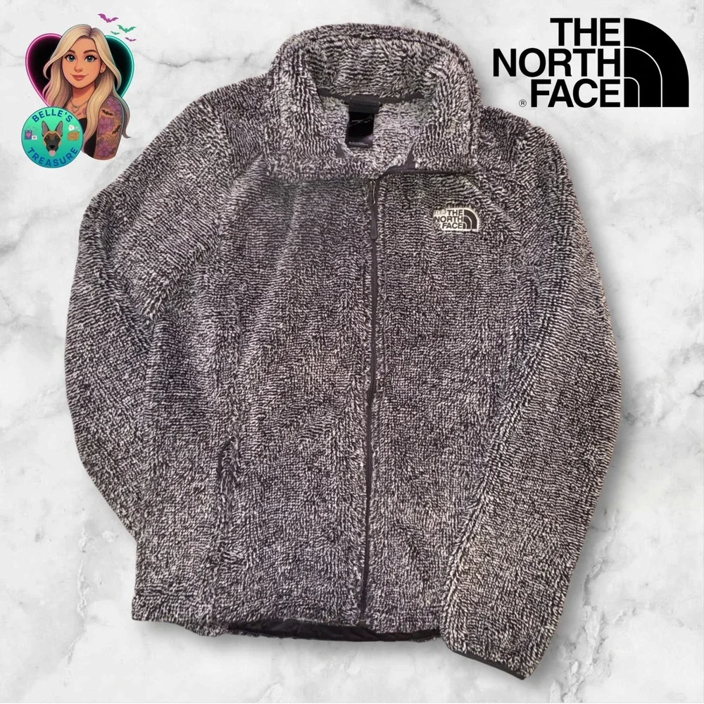 The North Face Jacket Women's Med Osito Fleece Black White  Soft Fuzzy High Pile